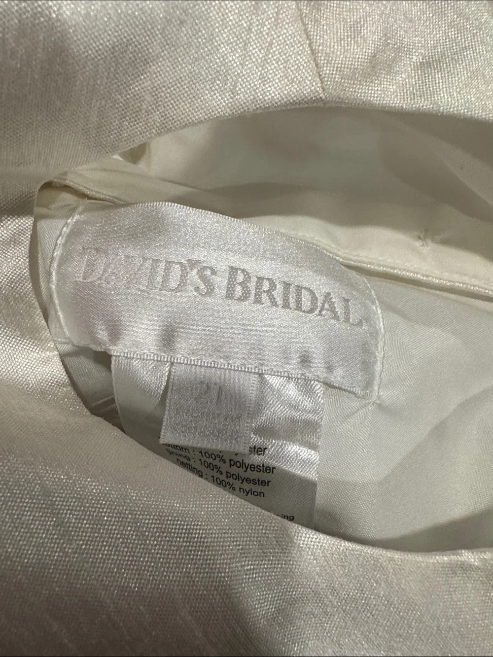 David’s Bridal flower girl dress ivory size 2T Worn ONCE - Picture 5 of 7